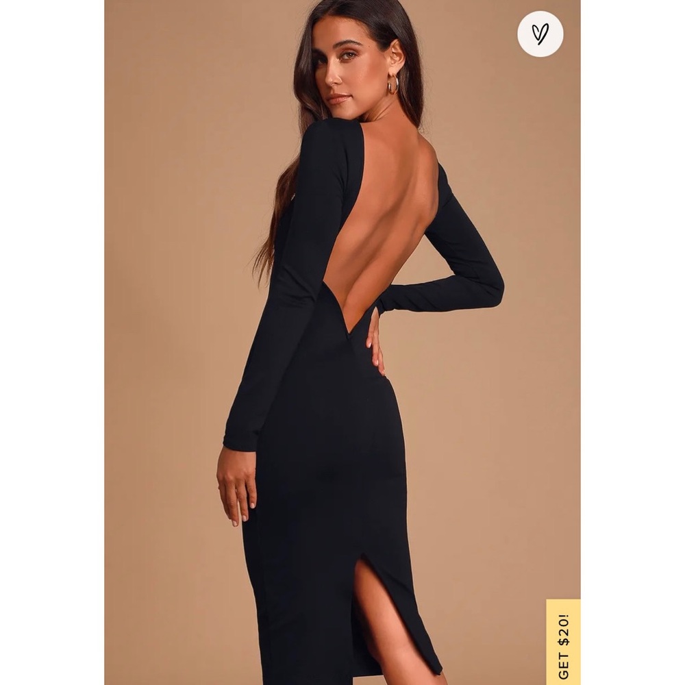 Va Va Voom Black Backless Midi Dress